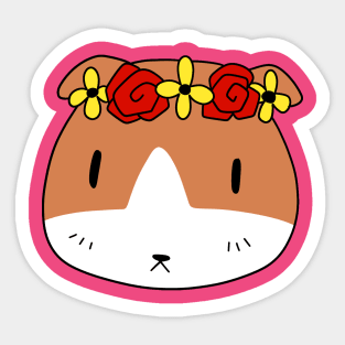 Flower Crown Guinea Pig Face Sticker